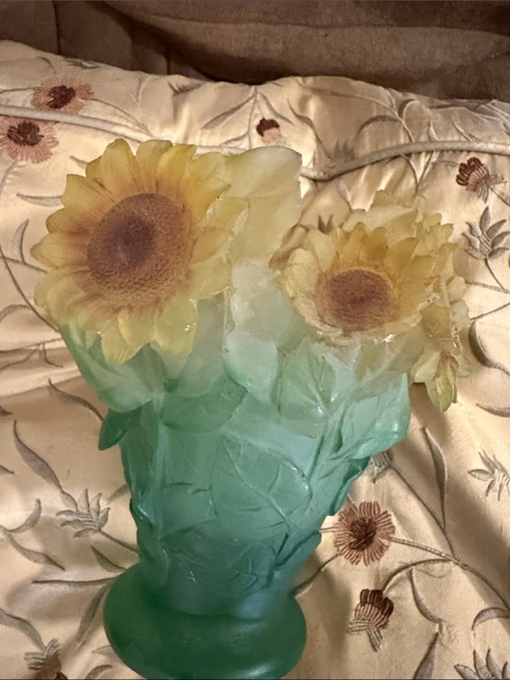 Reproduction of Daum Style Pate de Verre Sunflower Vase